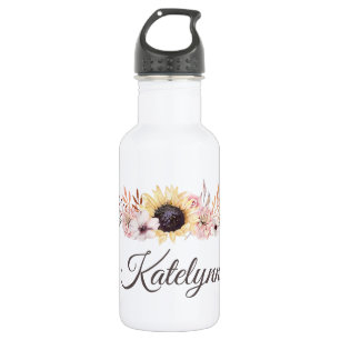 Sunflowers Bouquet Personalised Water Bottle