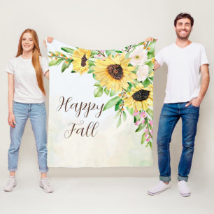 Sunflowers bouquet with customisable text fleece blanket