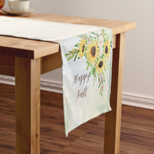 Sunflowers bouquet with customisable text short table runner