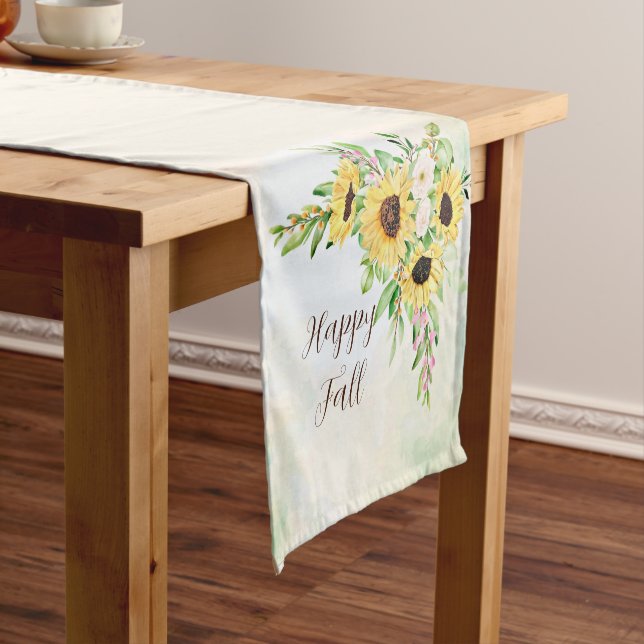 Sunflowers bouquet with customisable text  short table runner (In Situ)