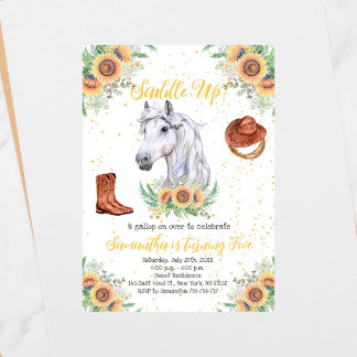 Sunflowers Boy Horse Birthday Party Invitation