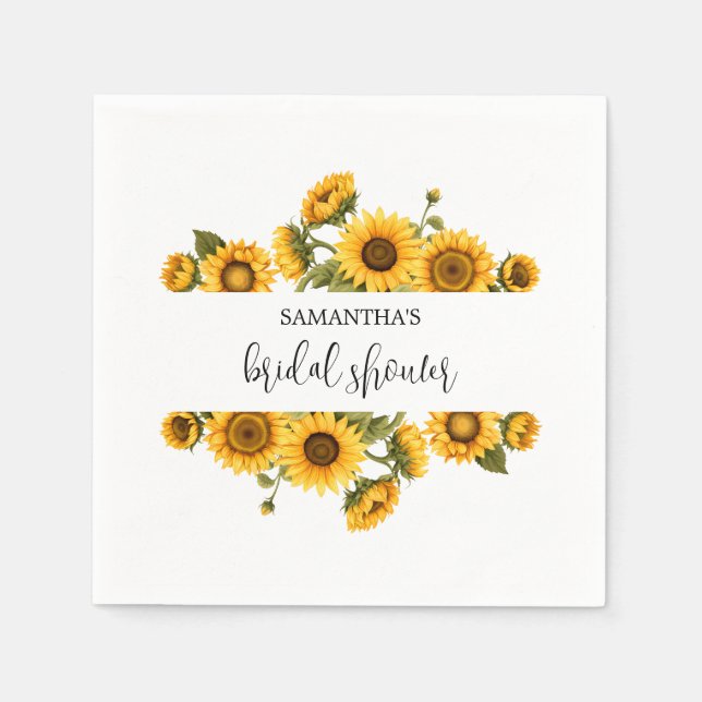 Sunflowers Bridal Shower bright Napkin (Front)