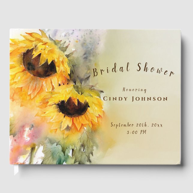 Sunflowers Bridal Shower Guest Book (Front)
