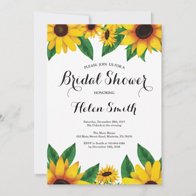 Sunflowers Bridal Shower Invitation (Front)