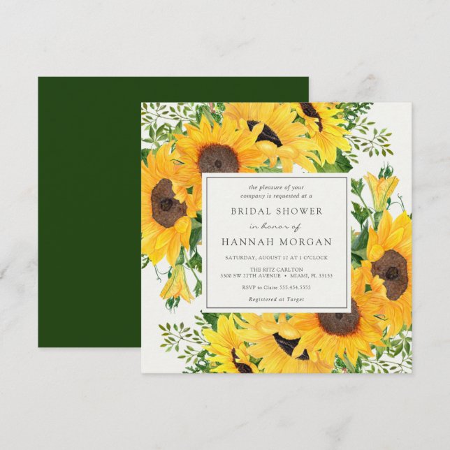 Sunflowers Bridal Shower Invitation (Front/Back)