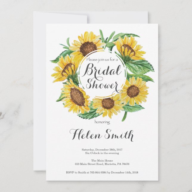 Sunflowers Bridal Shower Invitation (Front)