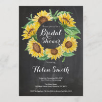Sunflowers Bridal Shower Invitation Chalkboard