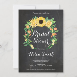 Sunflowers Bridal Shower Invitation Chalkboard