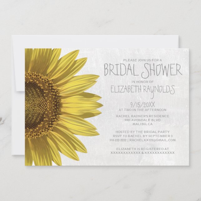 Sunflowers Bridal Shower Invitations (Front)