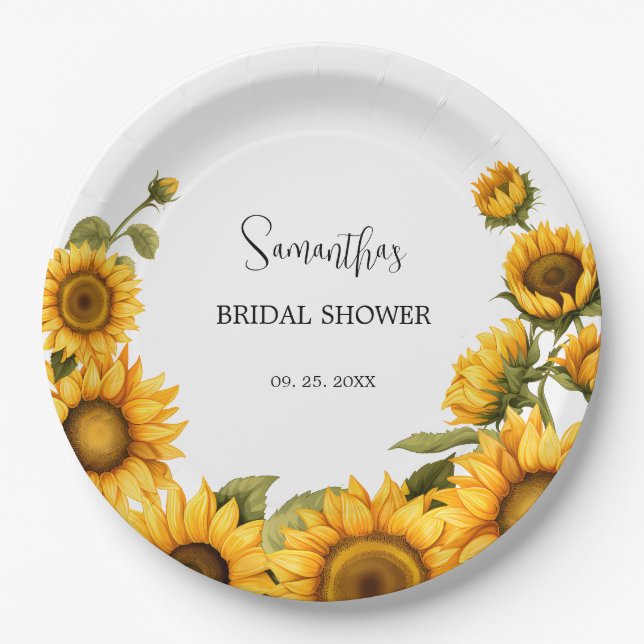 Sunflowers Bridal Shower Paper Plate (Front)