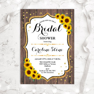Sunflowers Bridal Shower - Rustic Wood Invitation