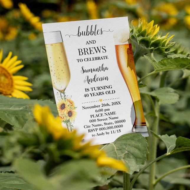 Sunflowers Bubbles and brews before I do wedding Invitation (Creator Uploaded)