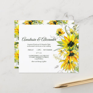 Sunflowers Budget Invitation to wedding ceremony.