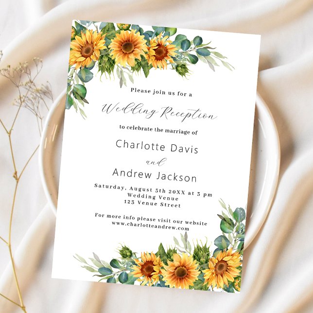 Sunflowers budget wedding reception invitation (Creator Uploaded)