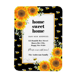 Sunflowers bumble bees new home moving magnet