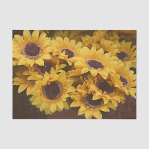 Sunflowers Bunch Yellow Brown Vintage Watercolor Tissue Paper