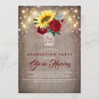 Sunflowers Burgundy Red Rustic Fall Graduation