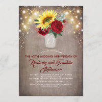 Sunflowers Burgundy Red Rustic Wedding Anniversary