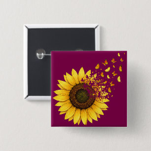 Sunflowers Butterflies 15 Cm Square Badge