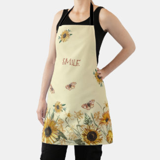 Sunflowers & Butterflies on Creamy Yellow  Apron