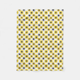 Sunflowers bx4 White BG Fleece Blanket