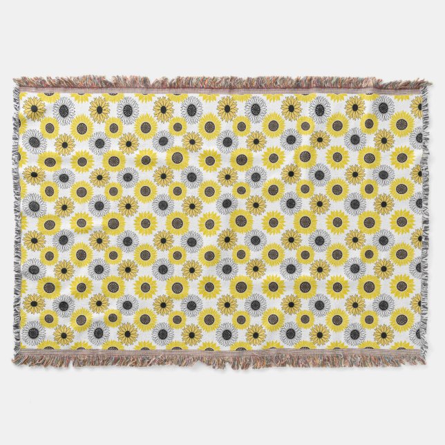 Sunflowers bx4 White BG Throw Blanket (Front)