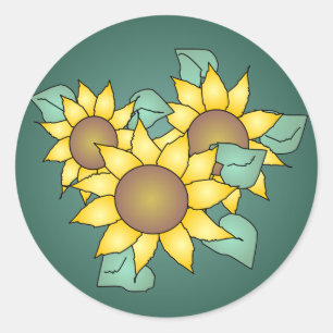 SUNFLOWERS by SHARON SHARPE Classic Round Sticker