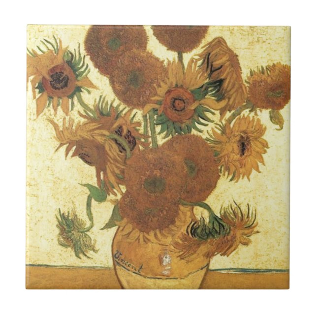 Sunflowers by Van Gogh Ceramic Tile (Front)