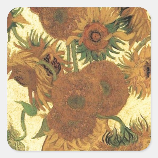 Sunflowers by Van Gogh Square Sticker (Front)