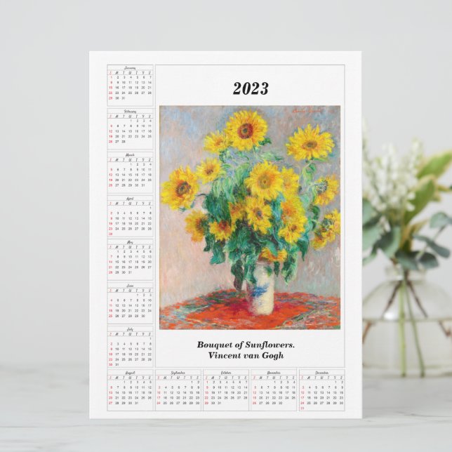 Sunflowers Calendar for 2023 Vincent van Gogh (Standing Front)