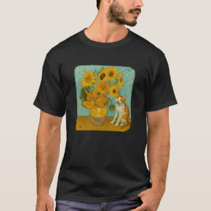 Sunflowers Cat Famous Artist Painting Funny Kitten T-Shirt