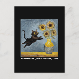 Sunflowers Cat Meme Art Graphic Holiday Postcard
