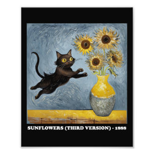 Sunflowers Cat Meme Art Graphic Photo Print