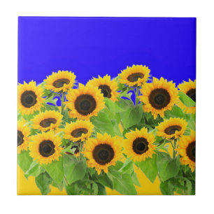 Sunflowers Ceramic Tile Ukrainian Flag Colours