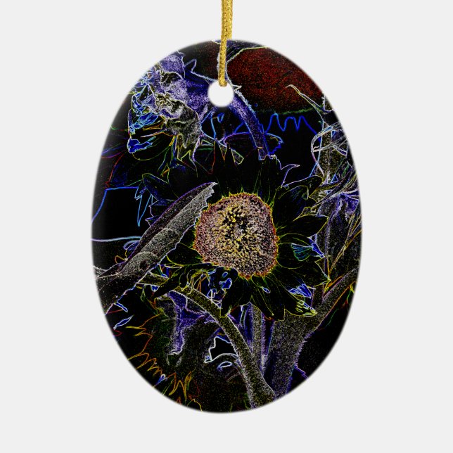 SUNFLOWERS CERAMIC TREE DECORATION (Front)