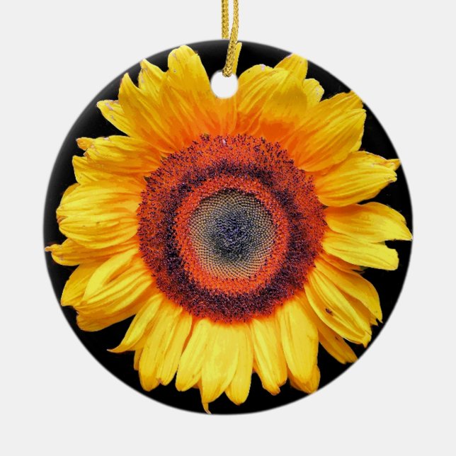 SUNFLOWERS CERAMIC TREE DECORATION (Front)