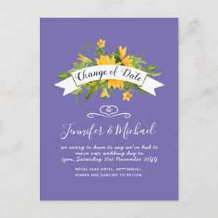 Sunflowers Change of Date Postponement Plans Note Postcard