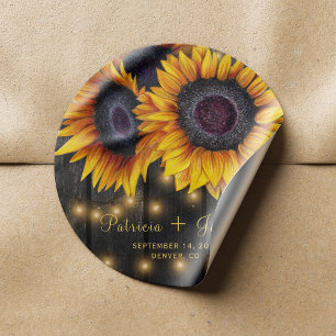 Sunflowers chic rustic wood wedding envelope seal