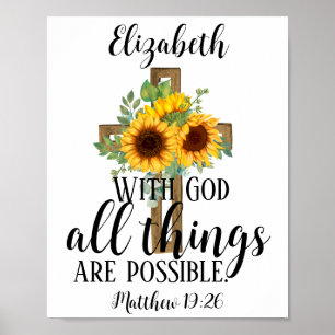 Sunflowers Christian Scripture All Things Possible Poster