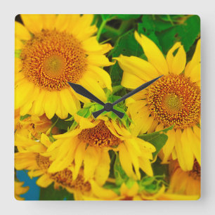 Sunflowers City Market KC Farmer's Market Square Wall Clock