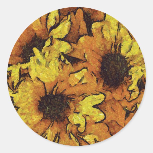 Sunflowers Classic Round Sticker (Front)