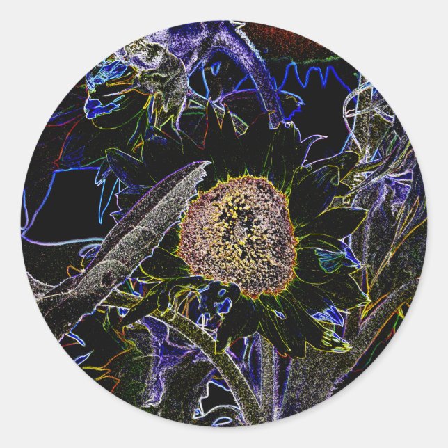 SUNFLOWERS CLASSIC ROUND STICKER (Front)