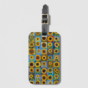 Sunflowers collage luggage tag