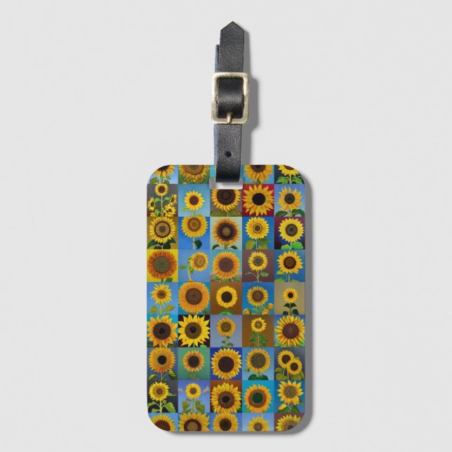 Sunflowers collage luggage tag (Front Vertical)