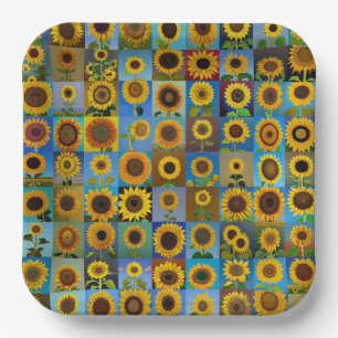 Sunflowers collage paper plate