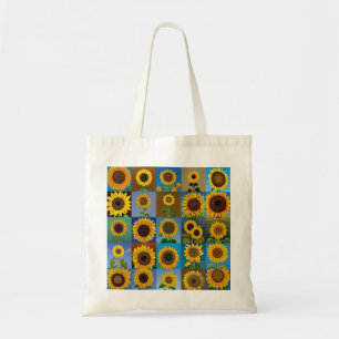 Sunflowers collage tote bag