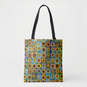 Sunflowers collage tote bag