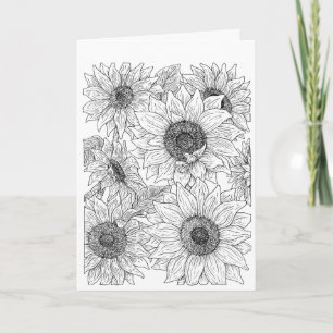 Sunflowers Colour it Yourself Blank Note Card