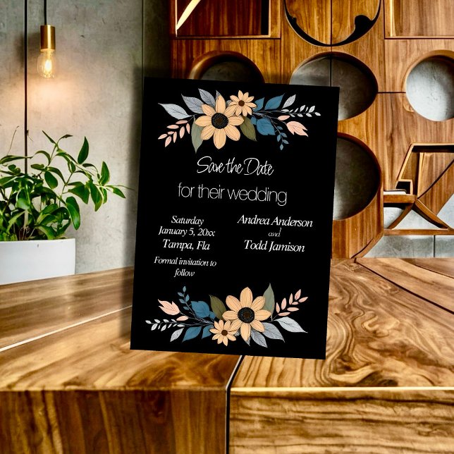 Sunflowers contrast black wedding save the date (Creator Uploaded)