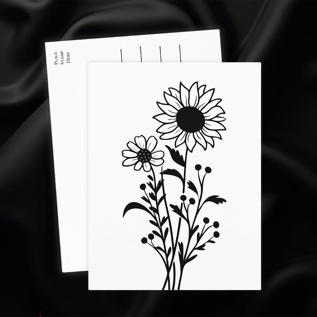 Sunflowers Country Floral Thinking of You, Hello Postcard (Creator Uploaded)